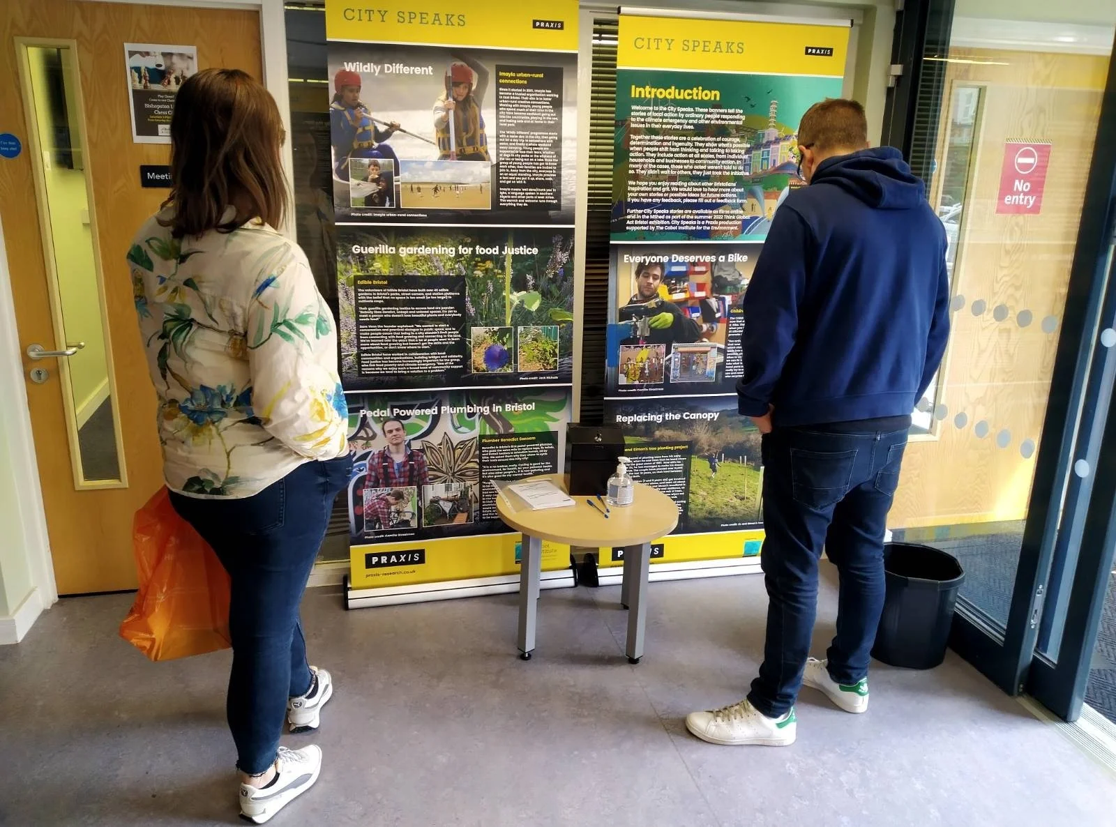 Photo of City Speaks exhibition in J3 Library in Bristol celebrating environmental action by residents