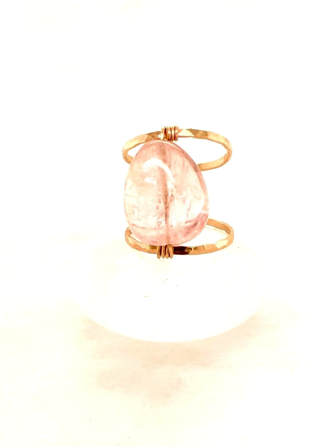 "One Love" Madagascar Rose Quartz Double Ring