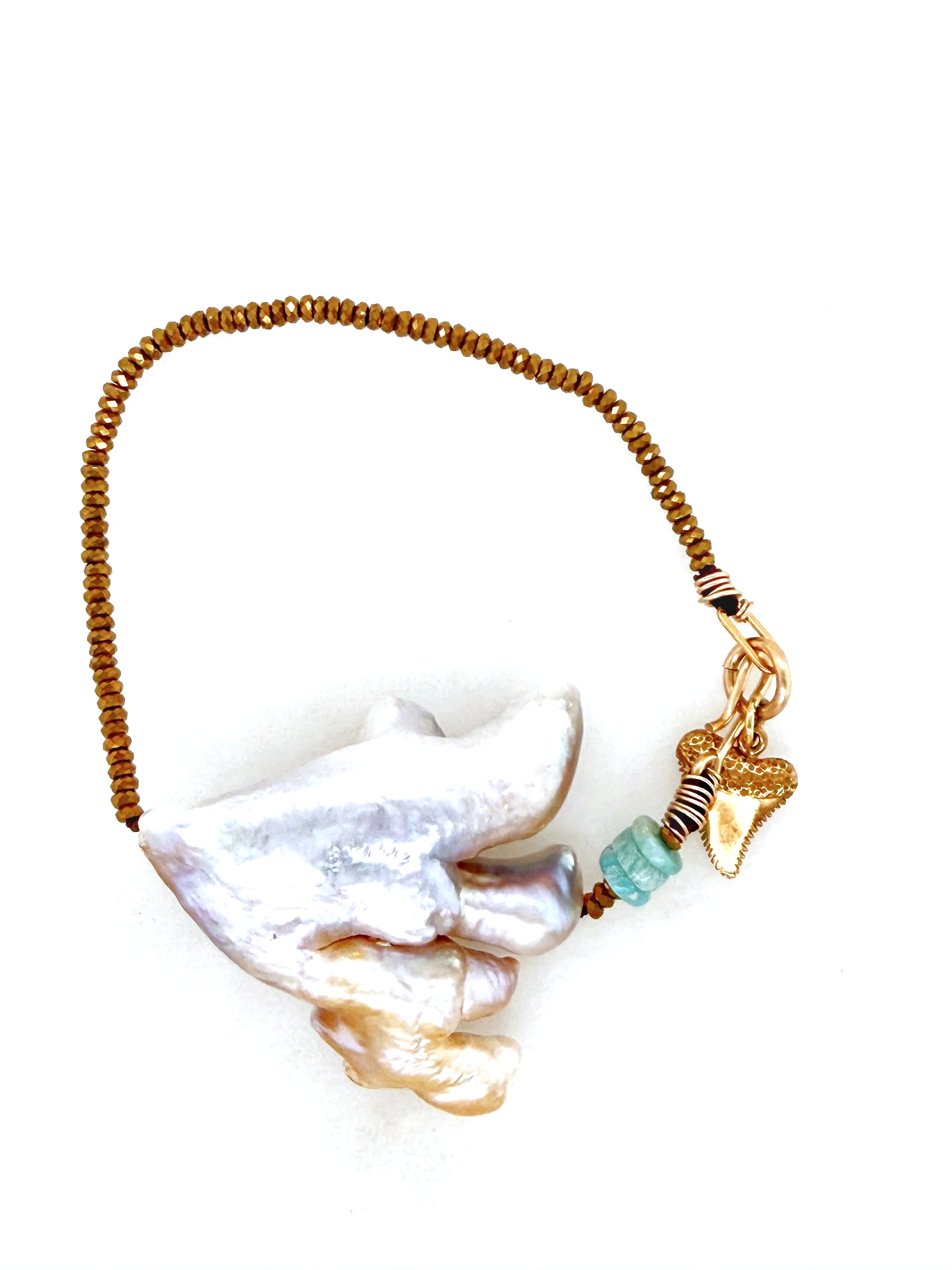 "Trust and Flow" Pearl, Hematite and Andean Opal Bracelet