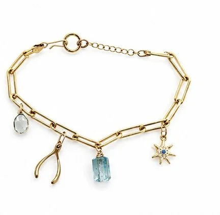 "Hope" Bracelet with Aquamarine, 14k Blue Topaz