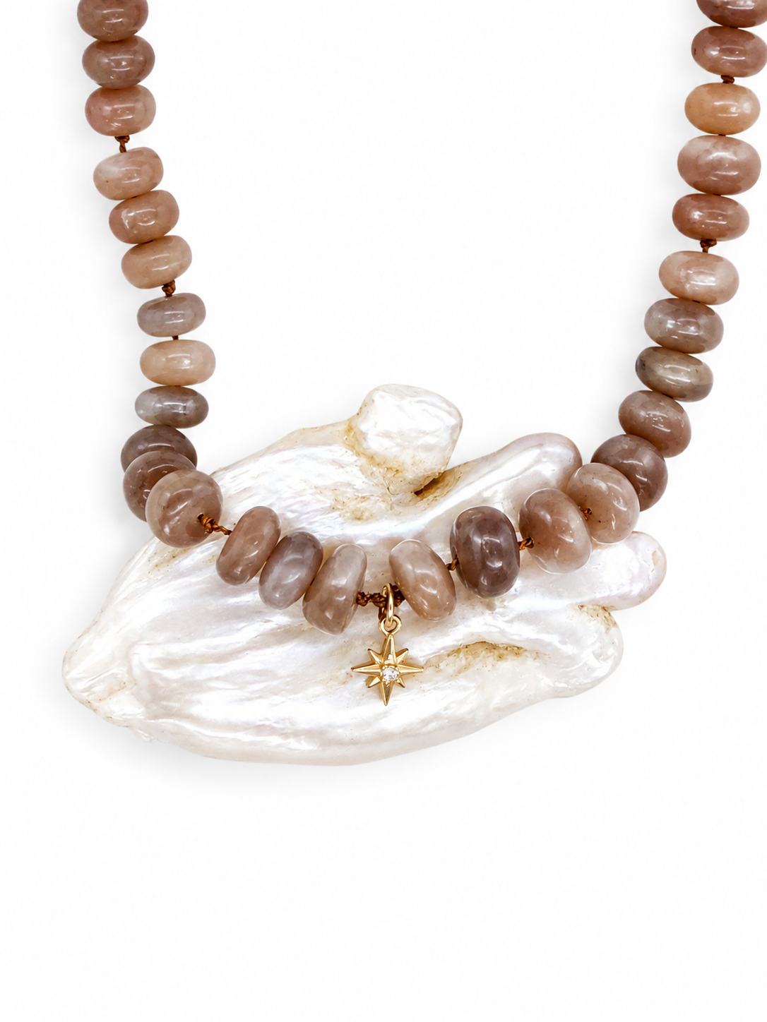 "Divine Feminine Manifestation" Chocolate Moonstone and 14k Diamond Necklace