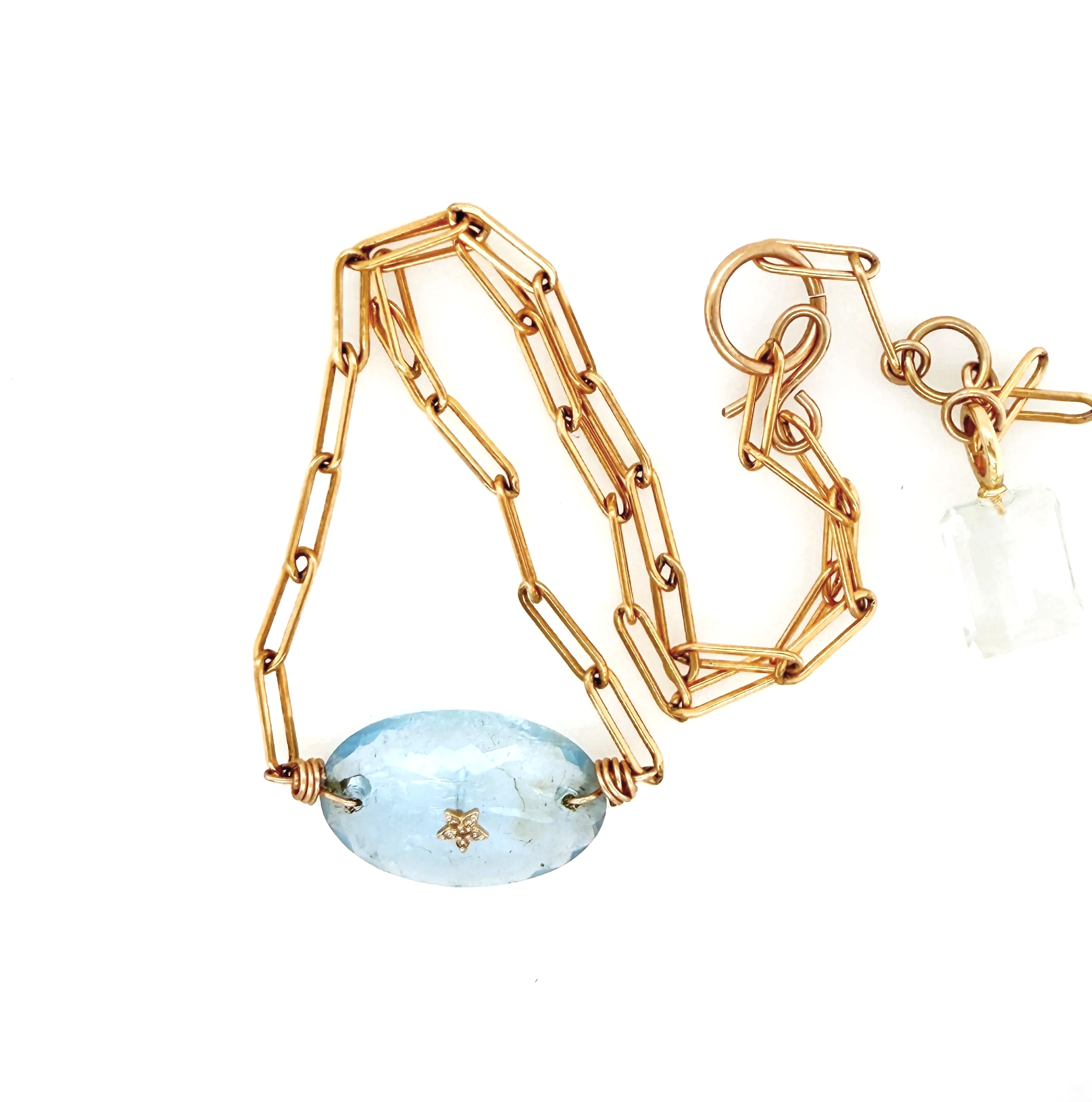 "Protected Aura"  Aquamarine & Diamond Star Choker