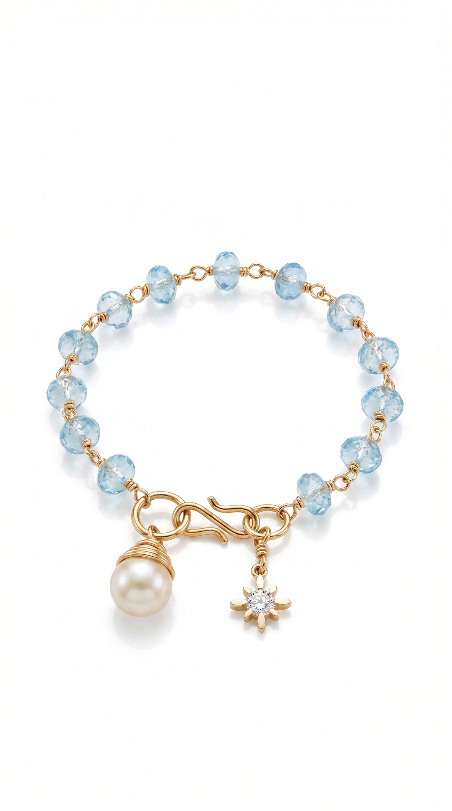 "Centered" Aquamarine and Diamond Star Bracelet