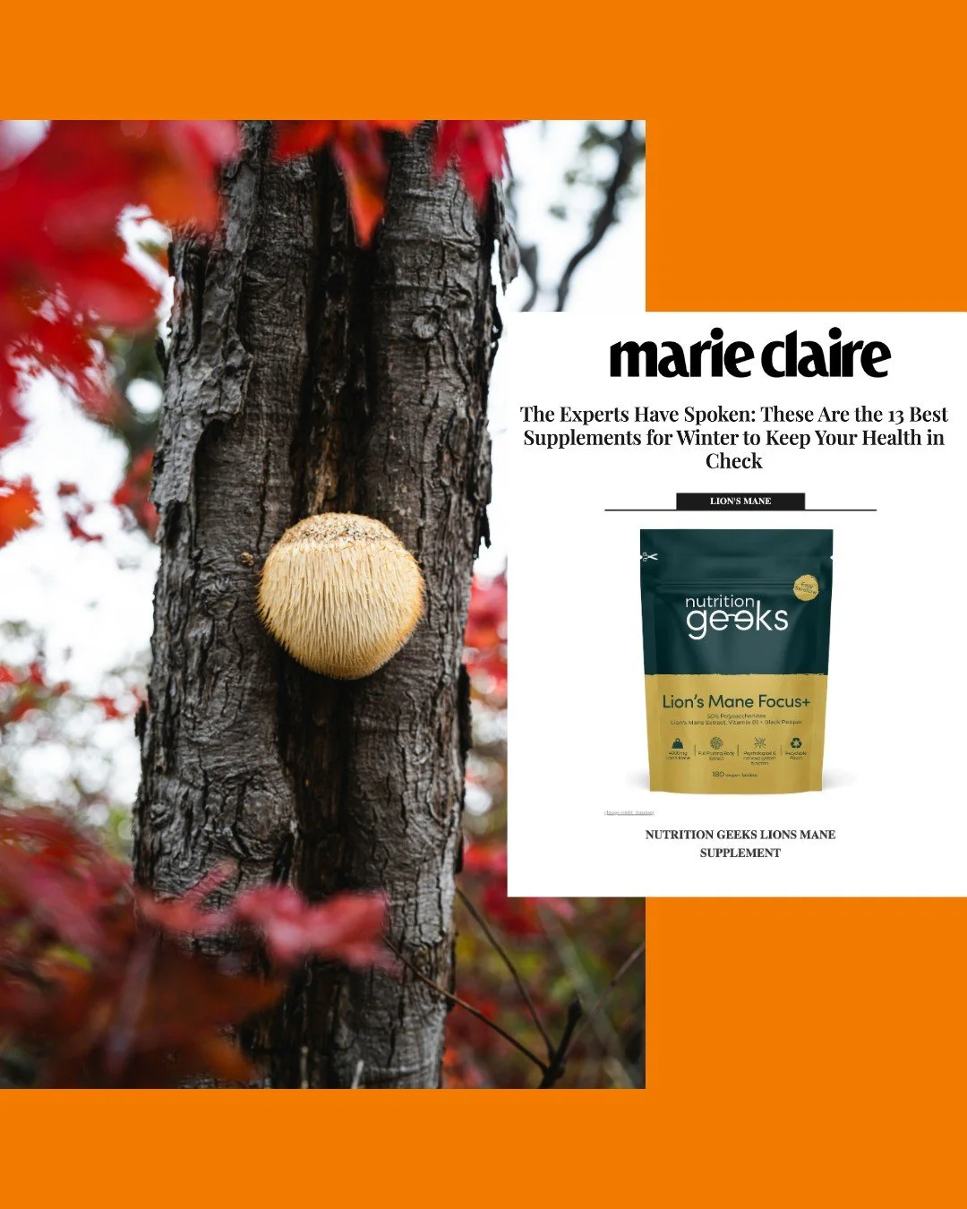 Spotted @nutritiongeeks Lion's Mane in @marieclaireuk round up of the Best Supplements for Winter.

#lionsmane #winter #nutrition