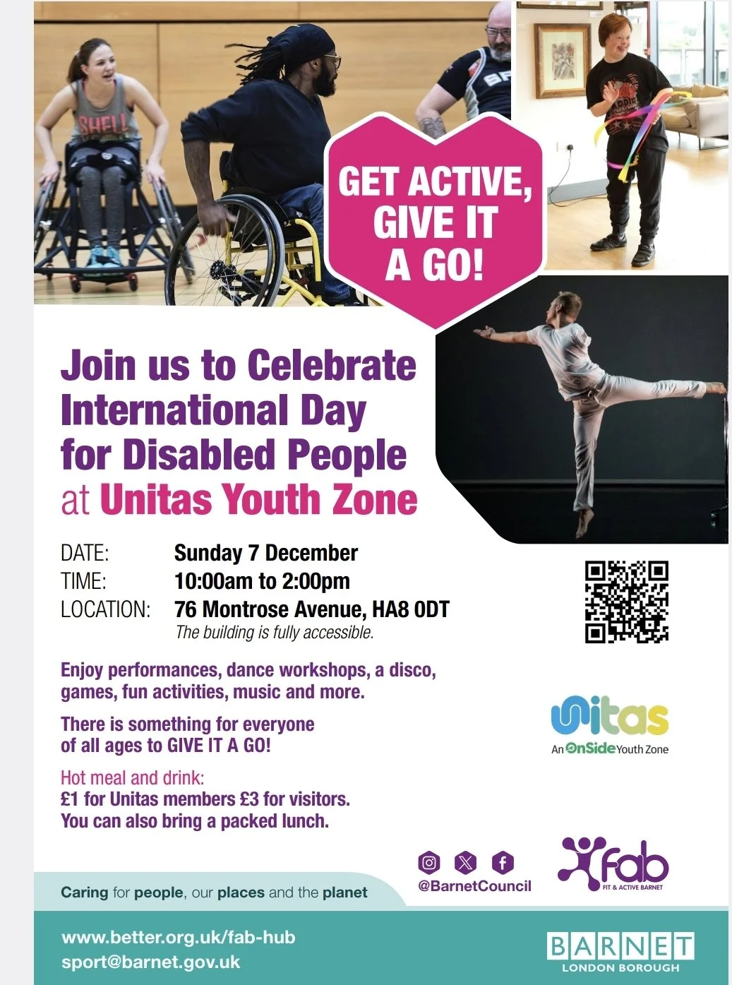 Fit and Active Barnet International day for persons with Disabilities poster