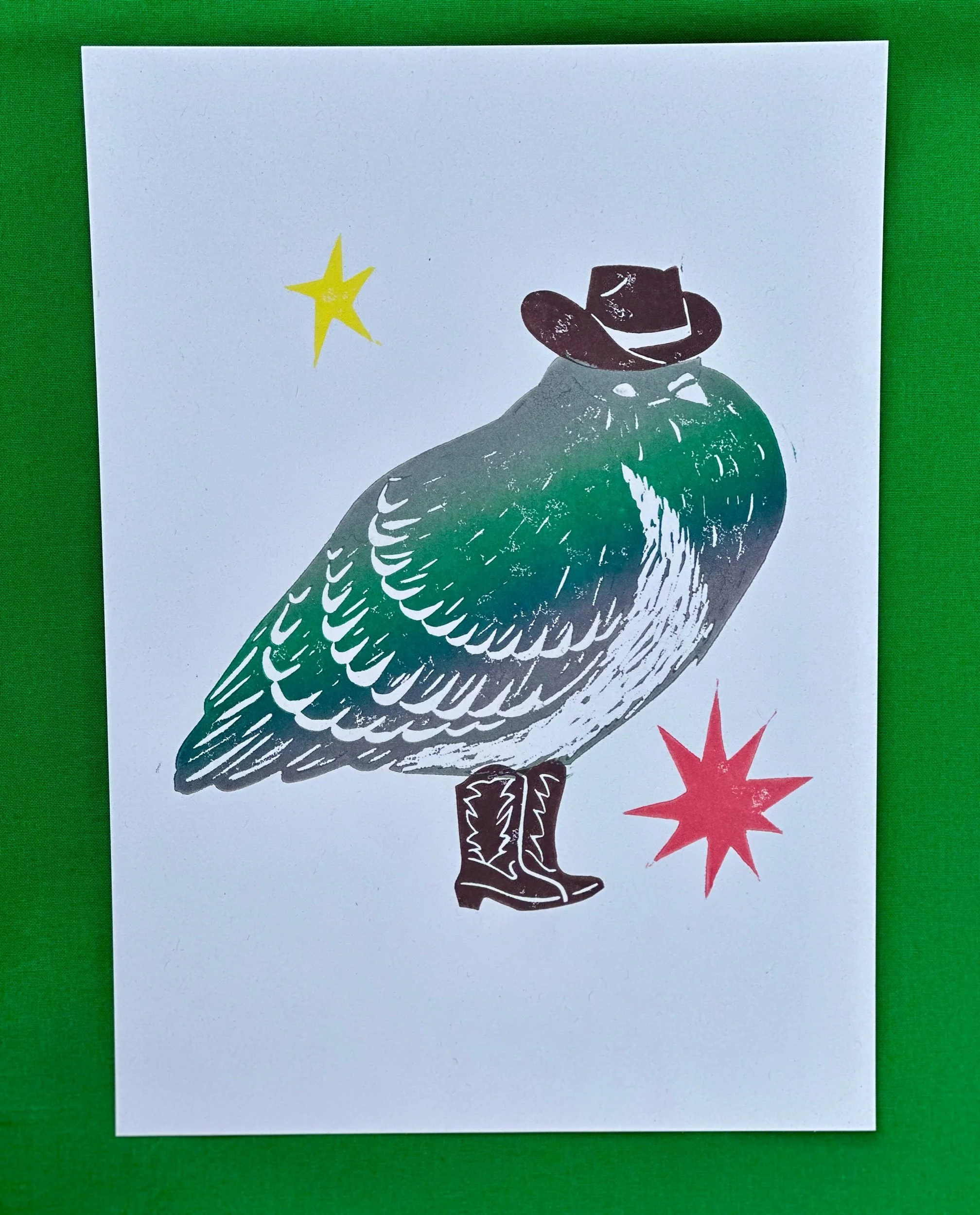 Cowboy Pigeon Print A4