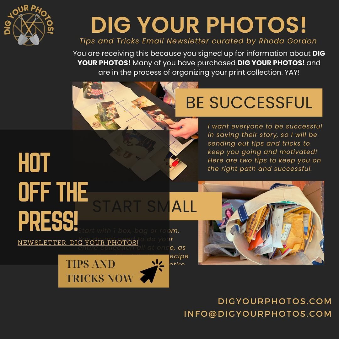 Hot off the press! Photo Organizing Tips and Tricks! Whether or not you purchased DIG YOUR PHOTS! these tips will help you successfully organize your own print photos. See them in the newsletter and sign up to get them monthly. See link in bio. #Phot
