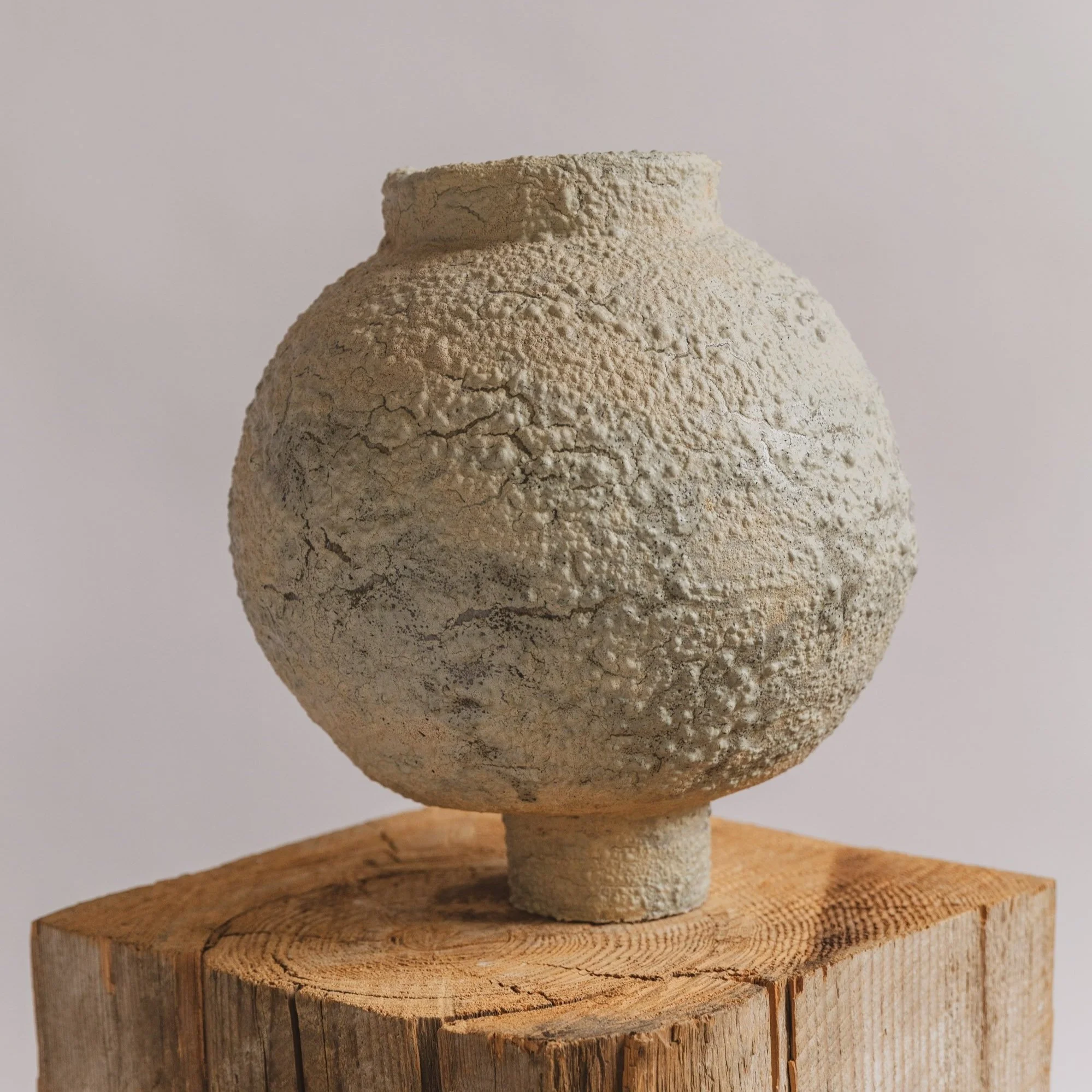 #22 🔴 Crater Moon, 2025, H 11.5" x D 11", sculpture clay, various glazes