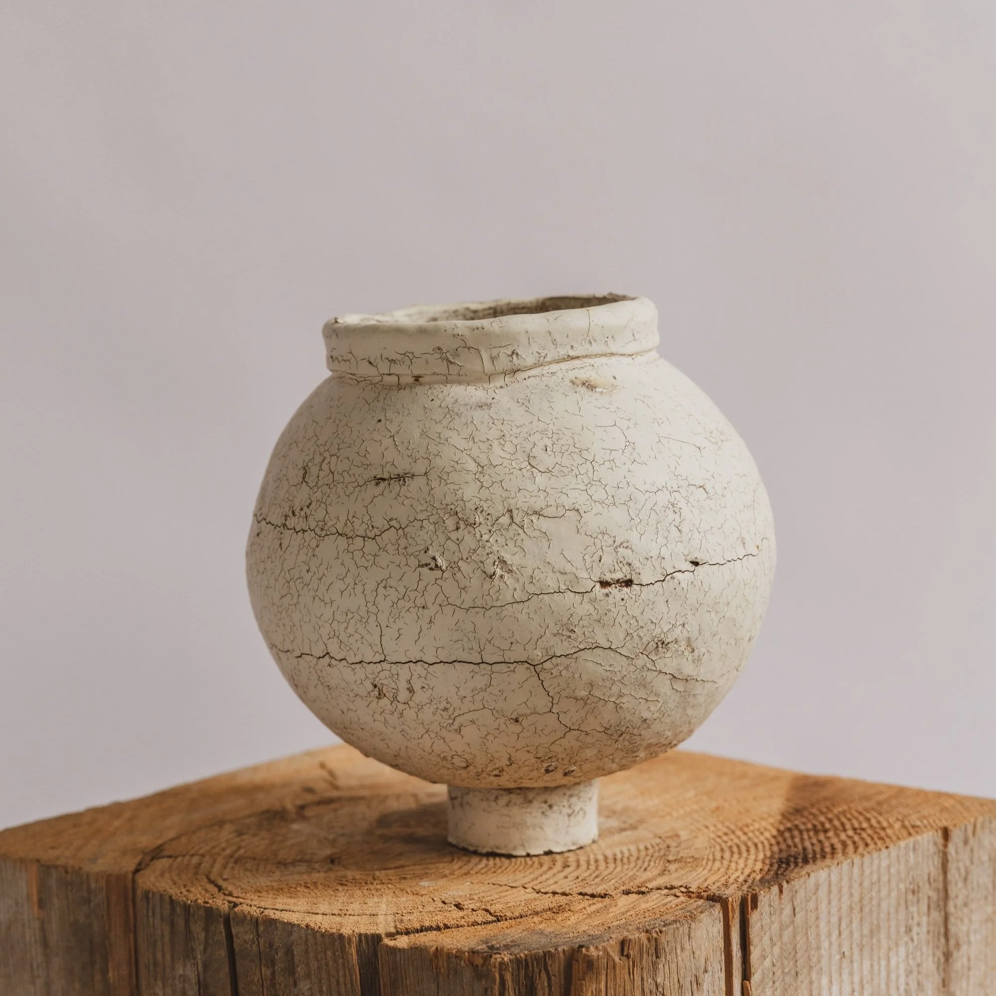 #24 Crackled Moon, 2025, H 8.5" x D 8.5", Sculpture clay, terra sigillata, metalic glaze.