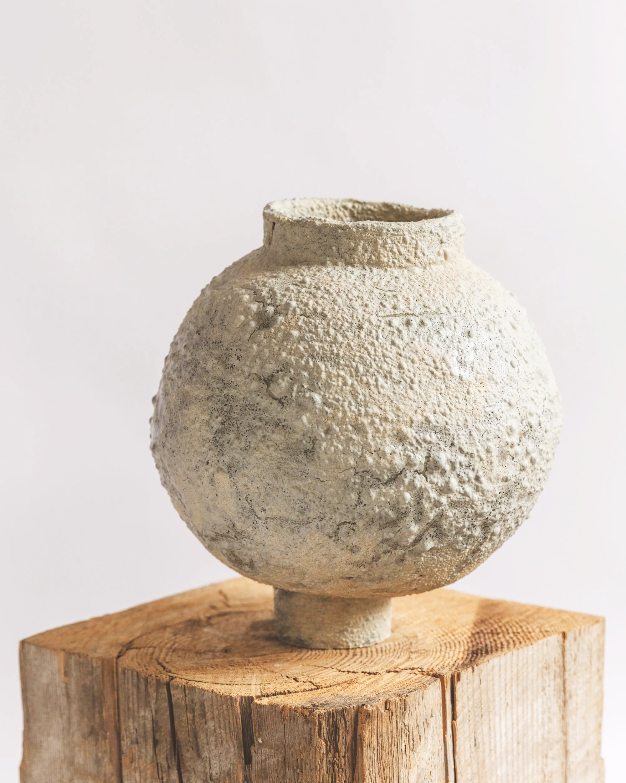 Moon Jar #87 H 11" x W 11", stoneware clay, various glazes. $3,600
