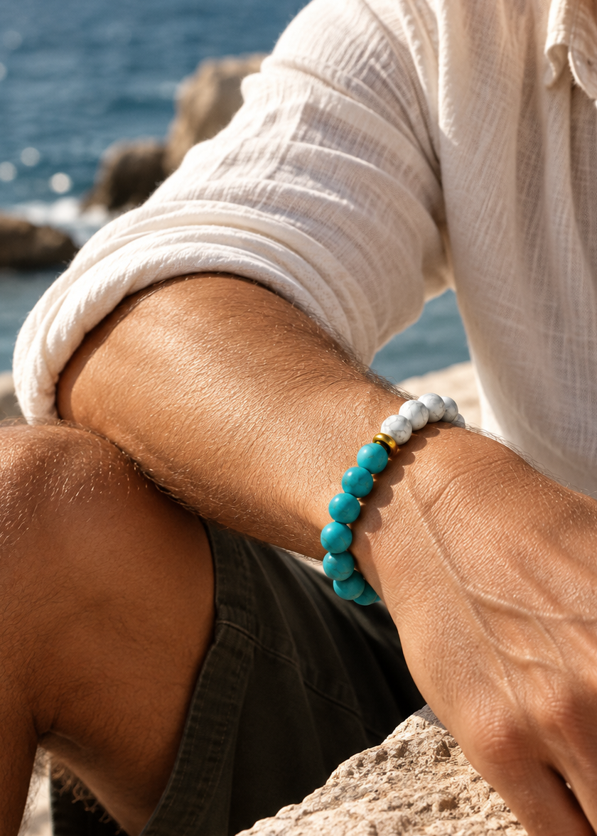 Turquoise and Howlite Bracelet.png