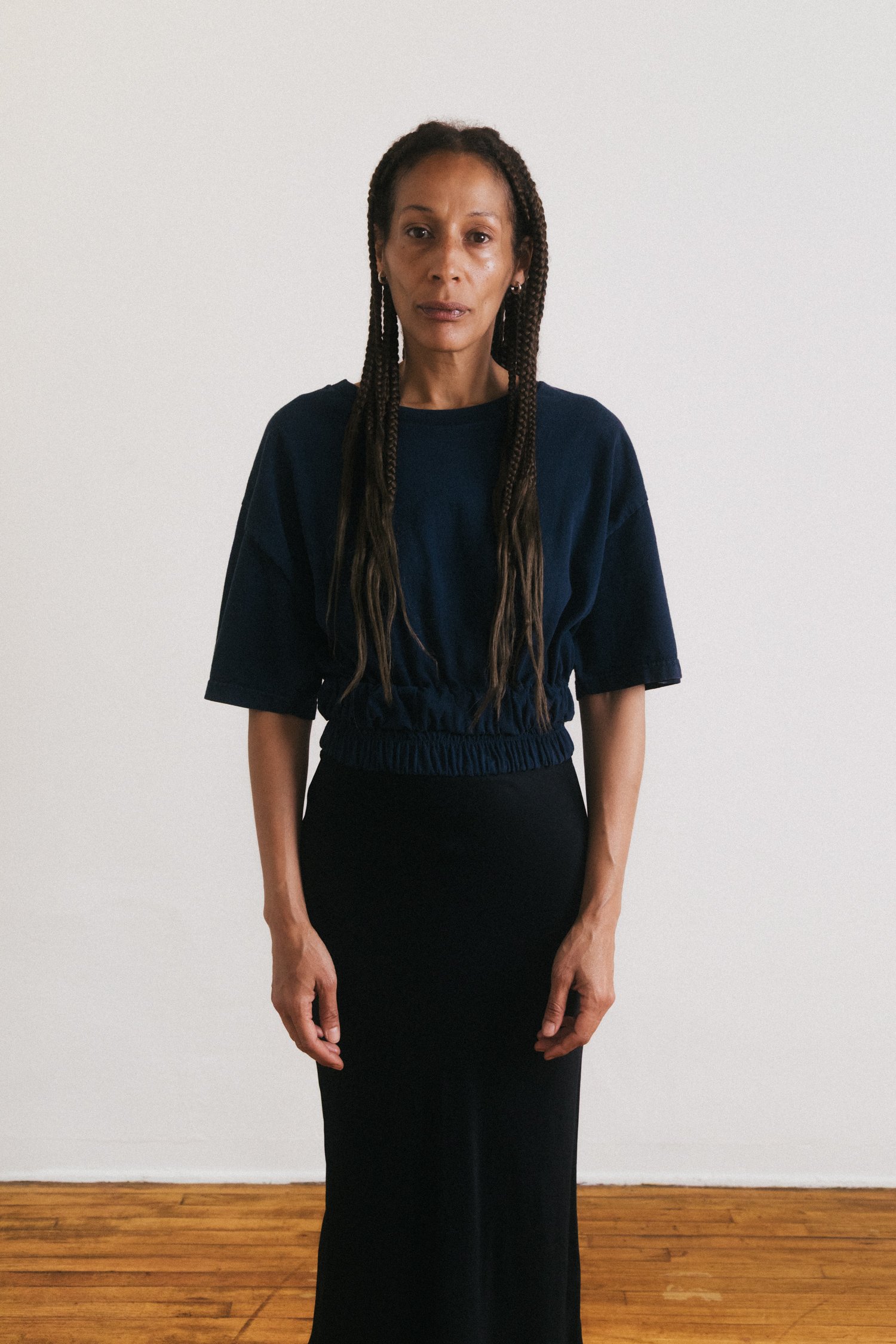 Navy Double Elastic Top