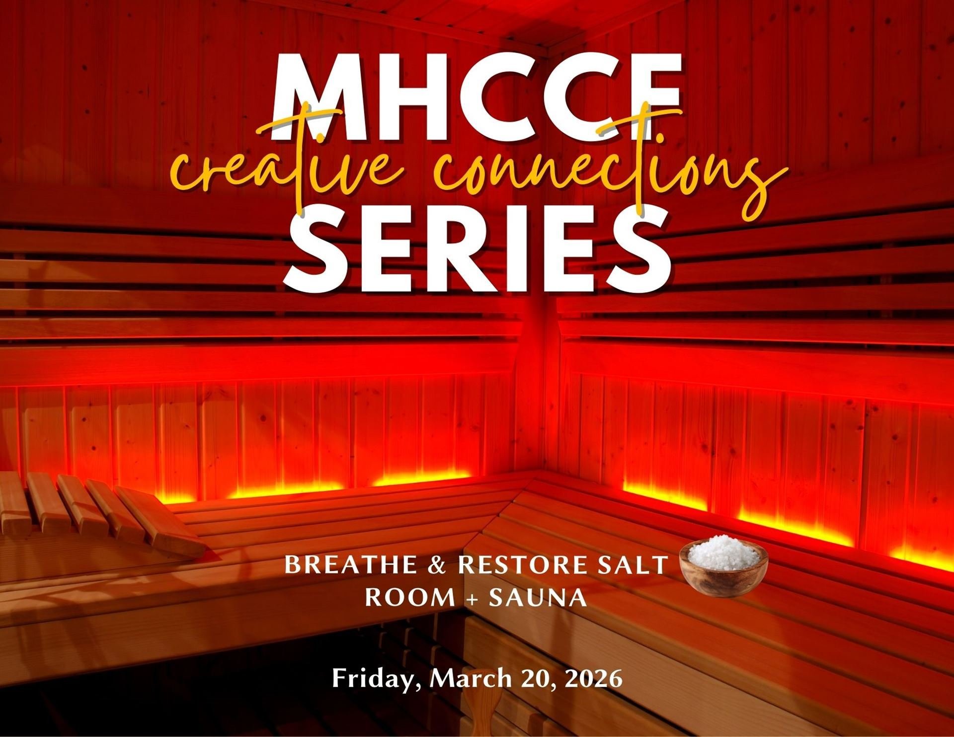 We&rsquo;re excited for the next Creative Connections Series event with @mhccf_orlando ✨

Join us for Breathe &amp; Restore: Salt Room + Sauna Social in partnership with @totallypsychedfl  on Friday, March 20, 2026, from 6:00&ndash;8:00 PM at Totally