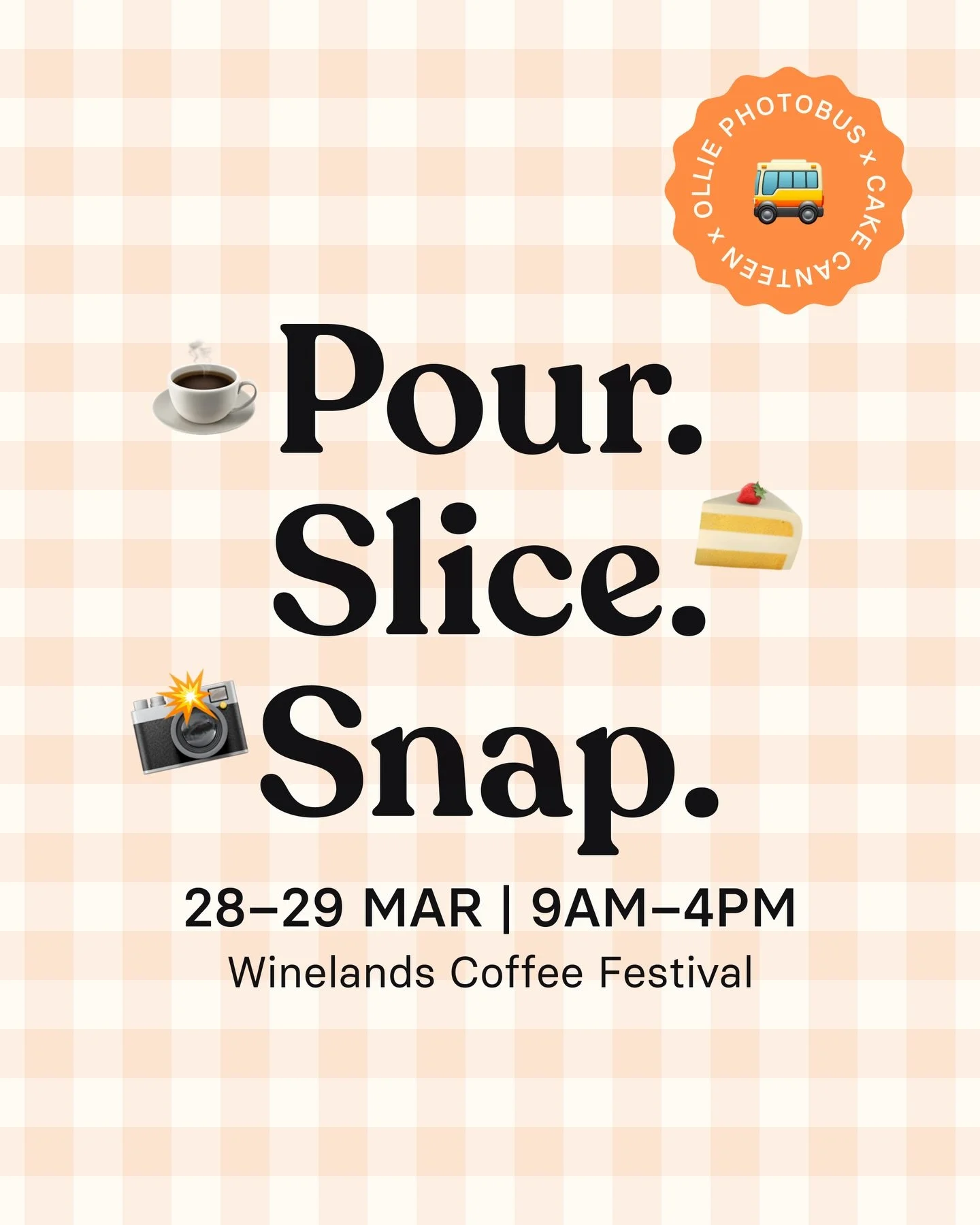 Start with coffee. Stay for cake. Leave with a photo 🧡

We&rsquo;re hanging out with @cake.canteen at the Winelands Coffee Festival @winelandscoffeefestival this weekend &mdash; and it&rsquo;s shaping up to be a good one.

Swing by, grab something s
