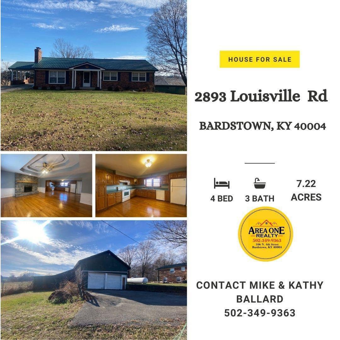 🌷🌸Let&rsquo;s go take  a look at 2893 Louisville Rd in Historic Bardstown, Ky 🌸🌷
This great home 🏡 is offered by Mike &amp; Kathy Ballard of Area One Realty!
Features Include:
🌷4 Bedrooms🛏
🌸3 Bathrooms 🛁
🌷Finished Walkout Basement
🌸Lower-L