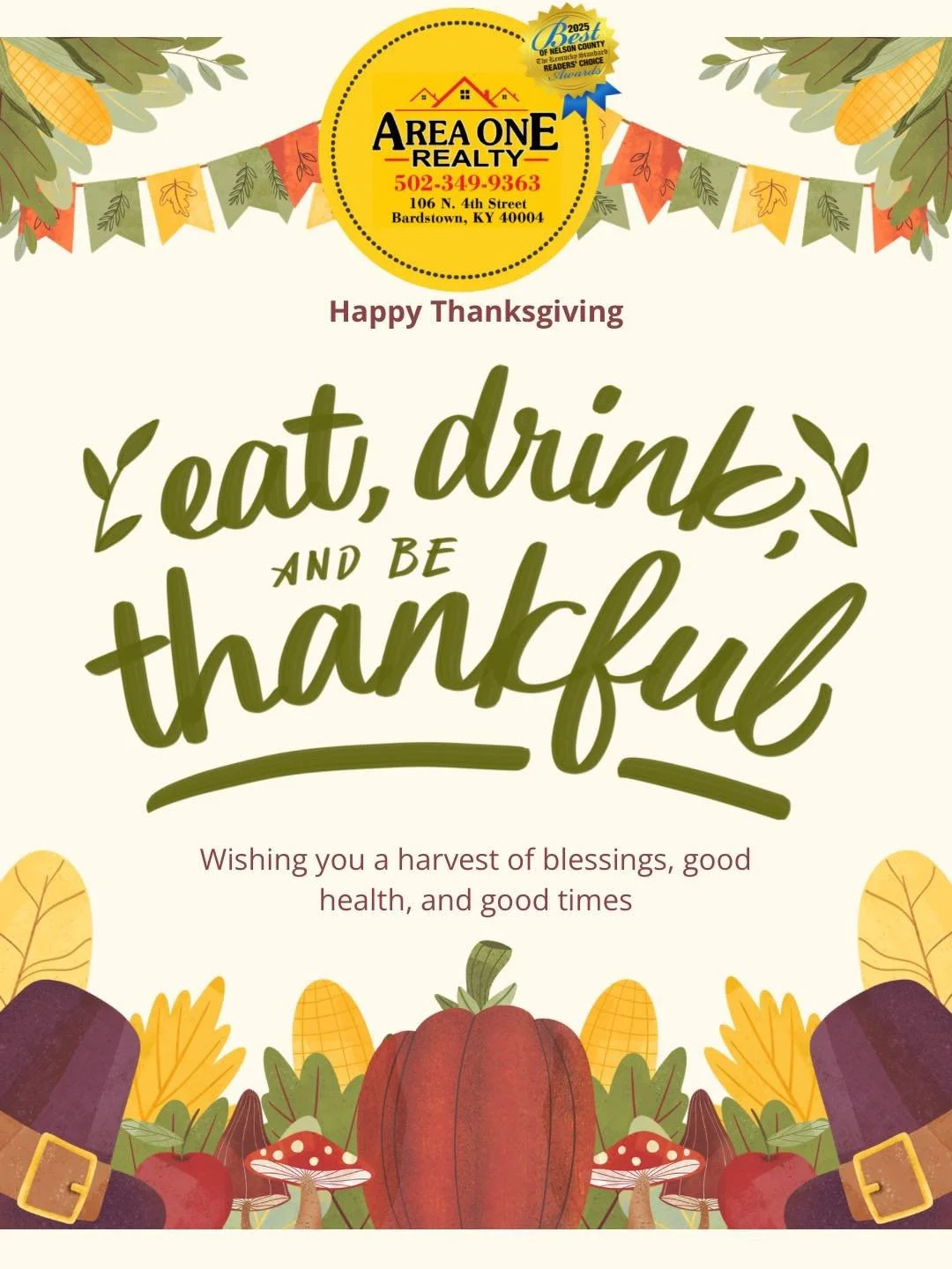 As we gather with family and friends, our team at Area One Realty is especially grateful for the wonderful community we serve. Thank you to our clients, partners, and neighbors for your continued trust and support throughout the year. Helping you fin