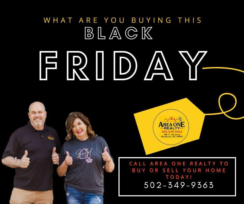Today is Black Friday, a HUGE shopping 🛍️ day!  Share with us your BEST Black Friday deal below ⬇️ 

Looking to SELL or BUY a home 🏡 in the Bardstown, Nelson &amp; surrounding counties? If so we are here to assist you at Area One Realty! No home 🏡