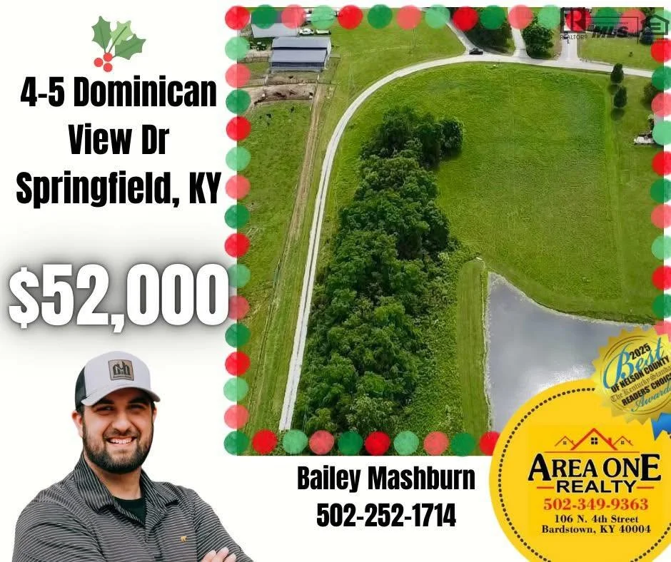 🌳LAND FOR SALE 🌳

📍4-5 Dominican View Dr
Springfield, KY

$52,000

3+ acres

Looking for the place to build your dream home? Don't let these lots pass you by! This established neighborhood offers plenty of space to build your forever home. This lo