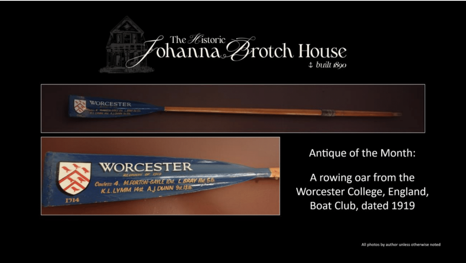 Antique of the Month - A rowing oar, c. 1920, from the private college of Worcester in England