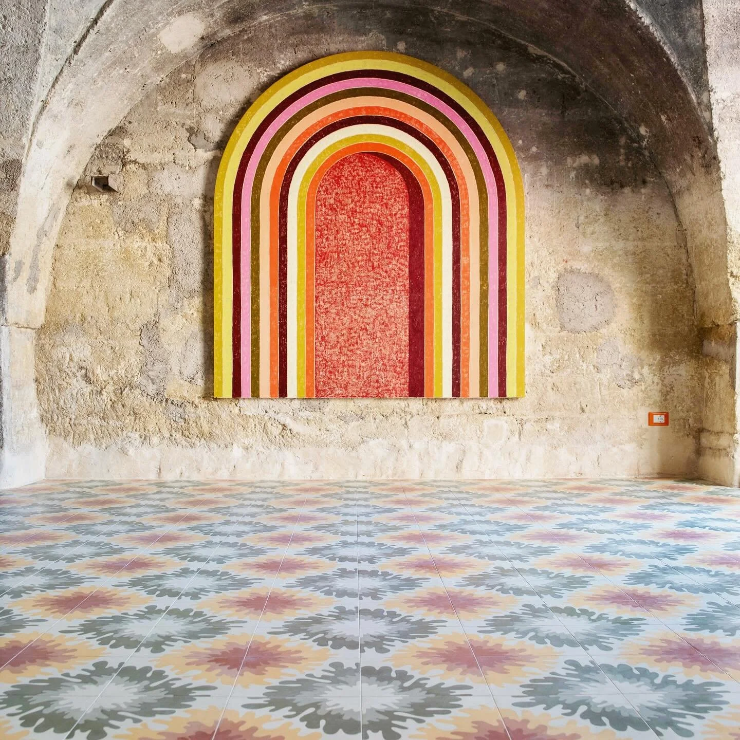 Pavimenti Marra &amp; Angelo Milano from StudioCromie teamed up for 8 new tiles designs. Handmade with the greatest love and care in Galatina, this is the first of the 8 Cementine and it&rsquo;s now installed in StudioCromie new shop at the gallery, 