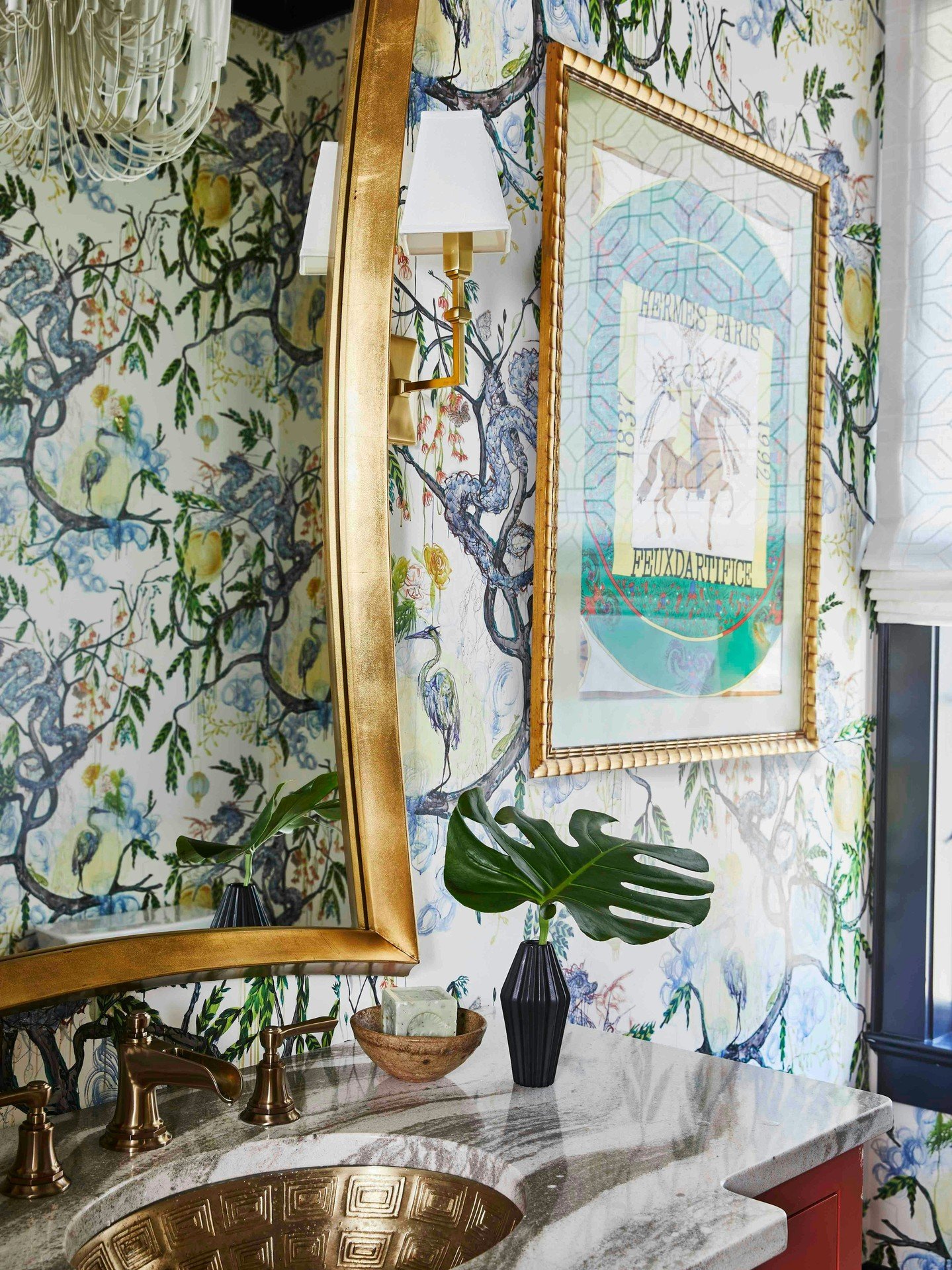 We never shy away from bold wallcovering in a powder room. 

#JewelBoxPowderRoom #LuxuryInteriors #PowderRoomDesign #BathroomInspo #DesignInspiration #ADWorthy #TimelessElegance #CarolineBrackettDesign