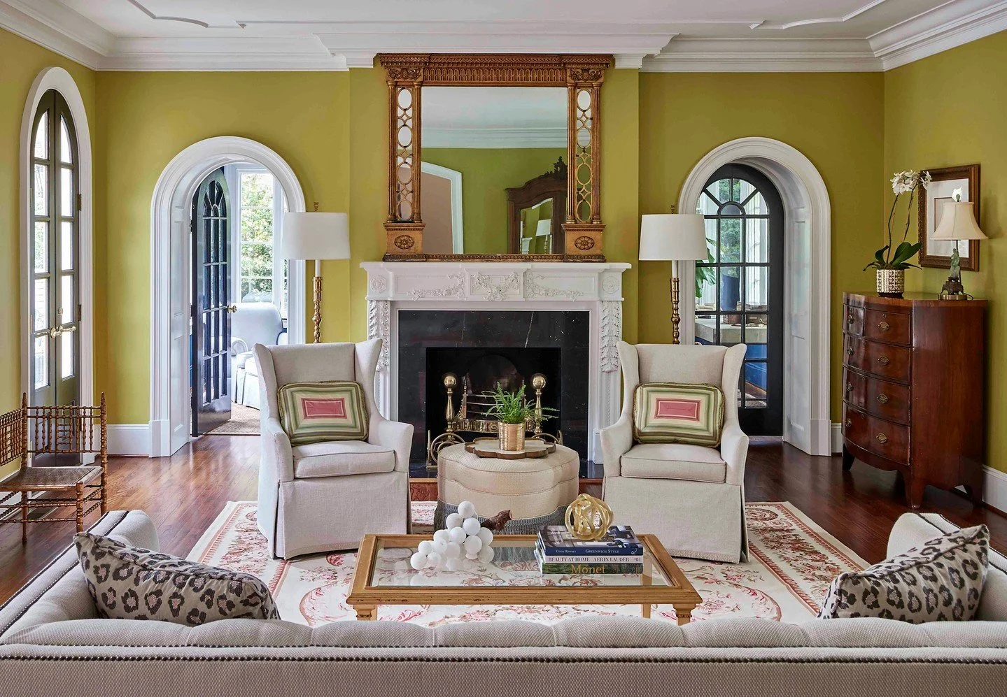 Chartreuse walls and timeless symmetry. A living room that feels vibrant, welcoming, and full of life. 

#InteriorDesign #LuxuryInteriors #LivingRoomDesign #SymmetricalDesign #DesignInspiration #ColorfulInteriors #CarolineBrackettDesign