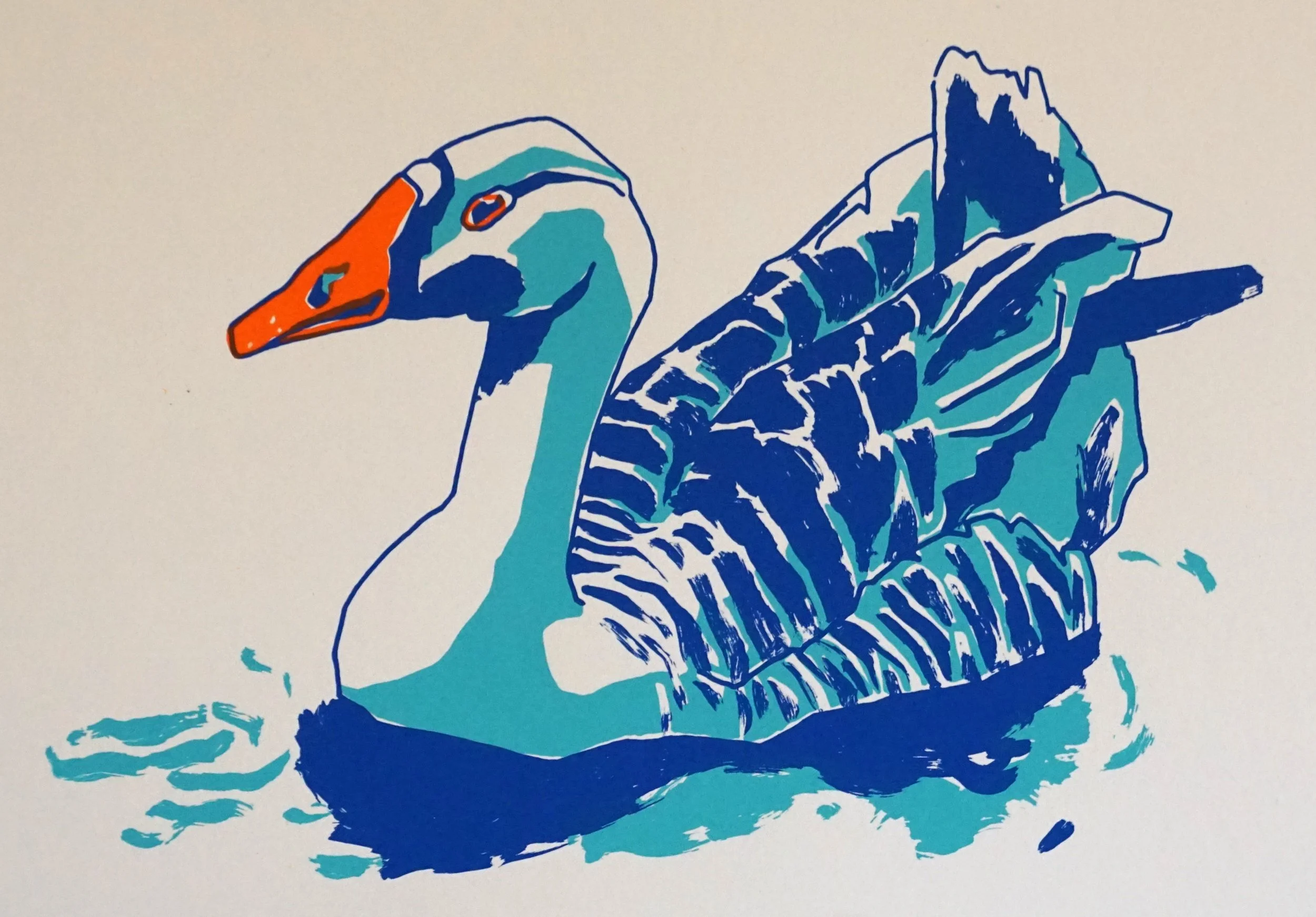 Blauwe eend (2023), zeefdruk, 16 x 22 cm, oplage: 13