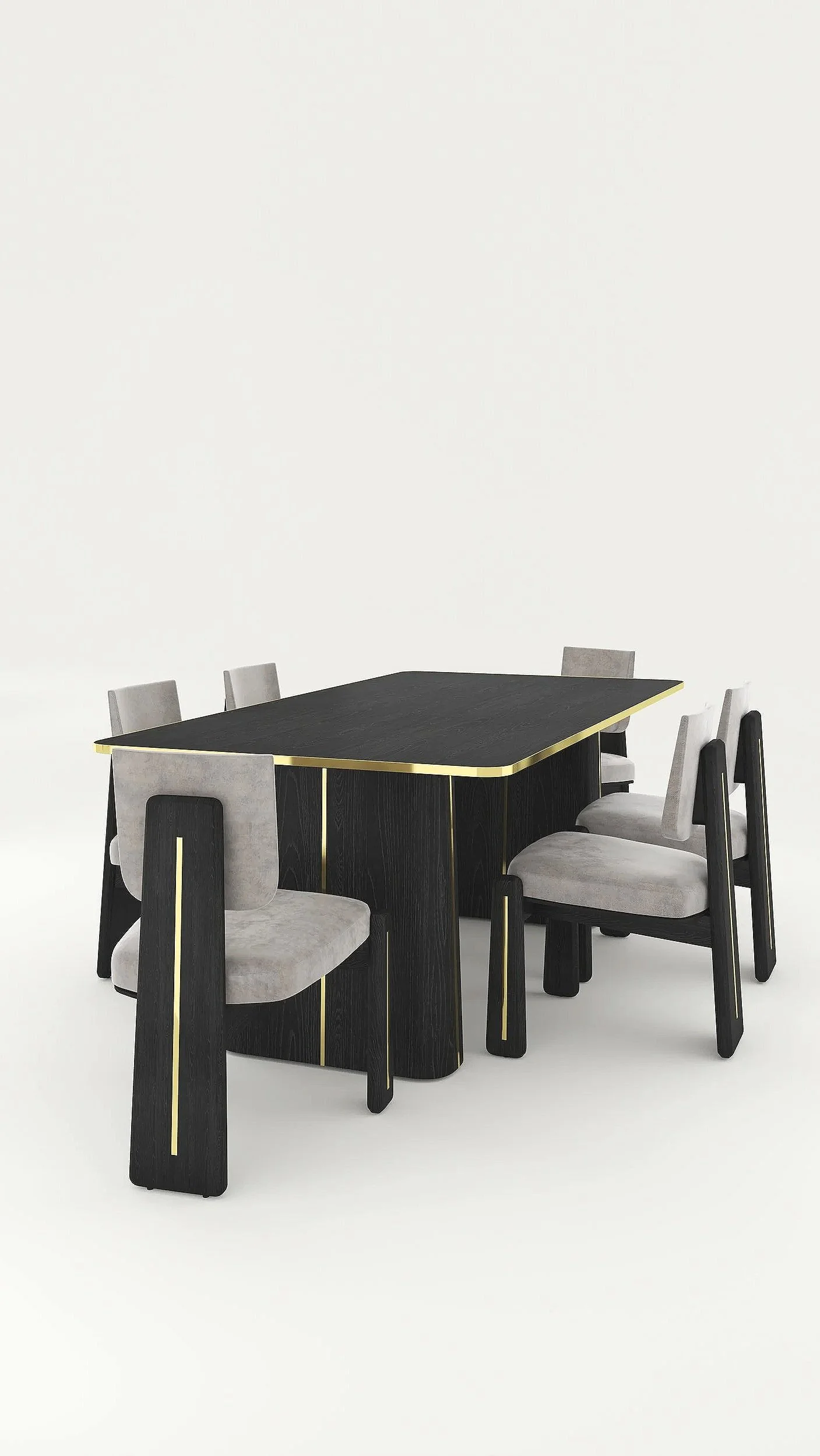 Sculptree 6 Seater Wooden Dining Table Set Ash GreyFinish