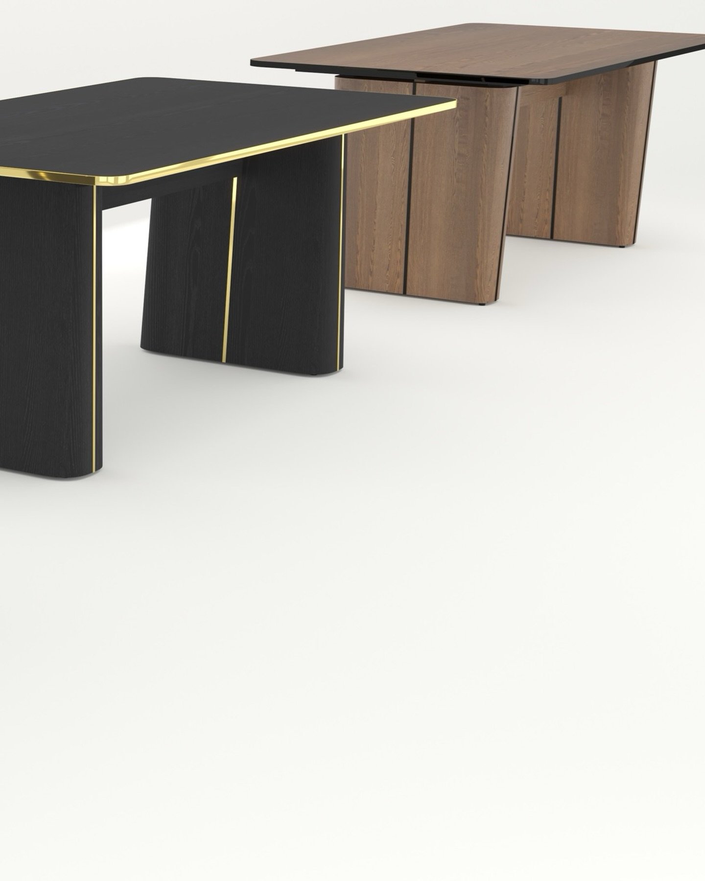 DT - Dining table Series , top and leg variants with three basic upcoming color/finishes.