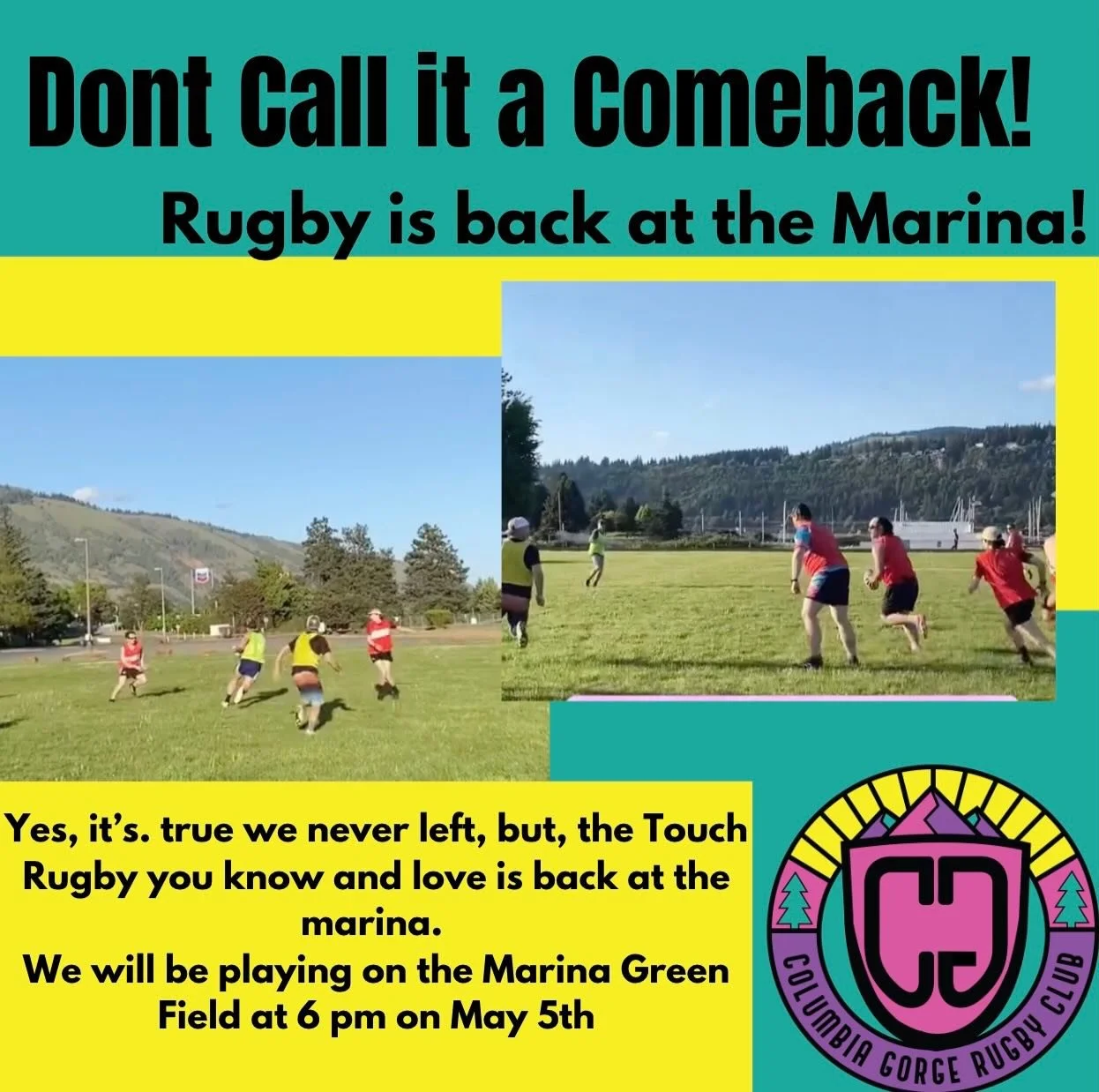 Tomorrows the day we move back to sunlight and soft grass! Rugby at the marina green at 6pm!