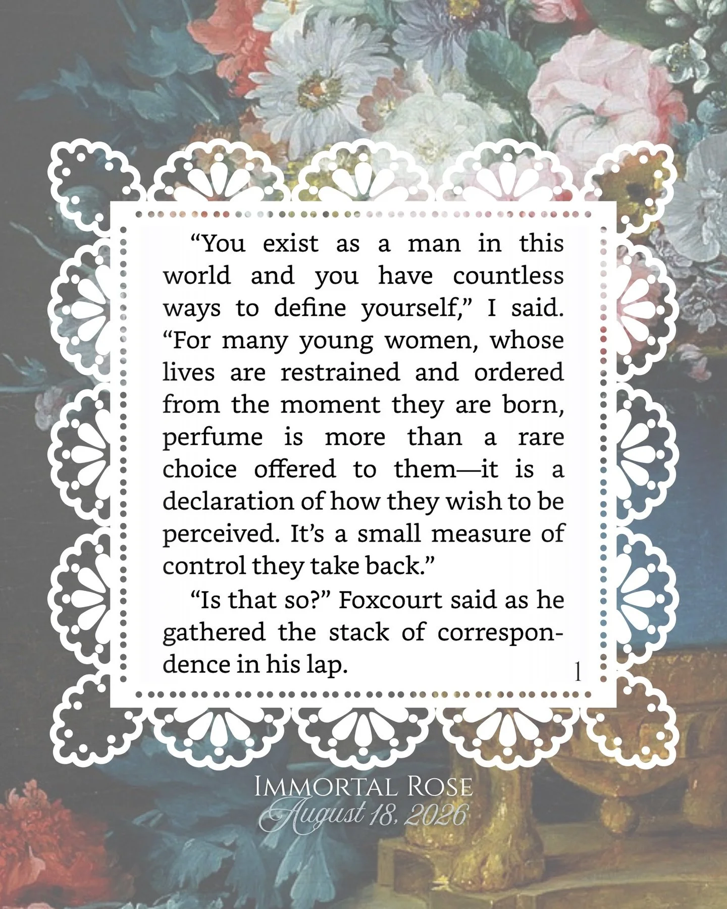 It&rsquo;s National Fragrance week, so please enjoy part of Viola&rsquo;s impassioned defense of fragrance (and an accidental slip of the tongue mid-argument 🤭)! If you&rsquo;re hoping to read IMMORTAL ROSE, my Regency-inspired romantasy I lovingly 