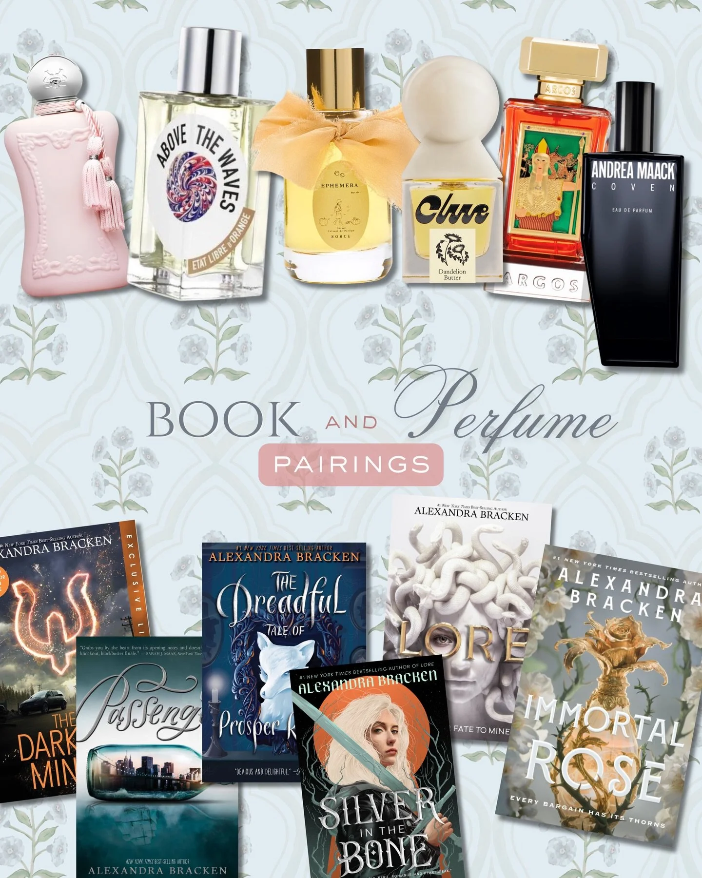 I want to start doing regular book + perfume pairings and thought I&rsquo;d experiment with my own books first! This was such a fun challenge&mdash;I tried to find scents that really capture the ✨mood✨ of these stories, or, really how I hope they&rsq