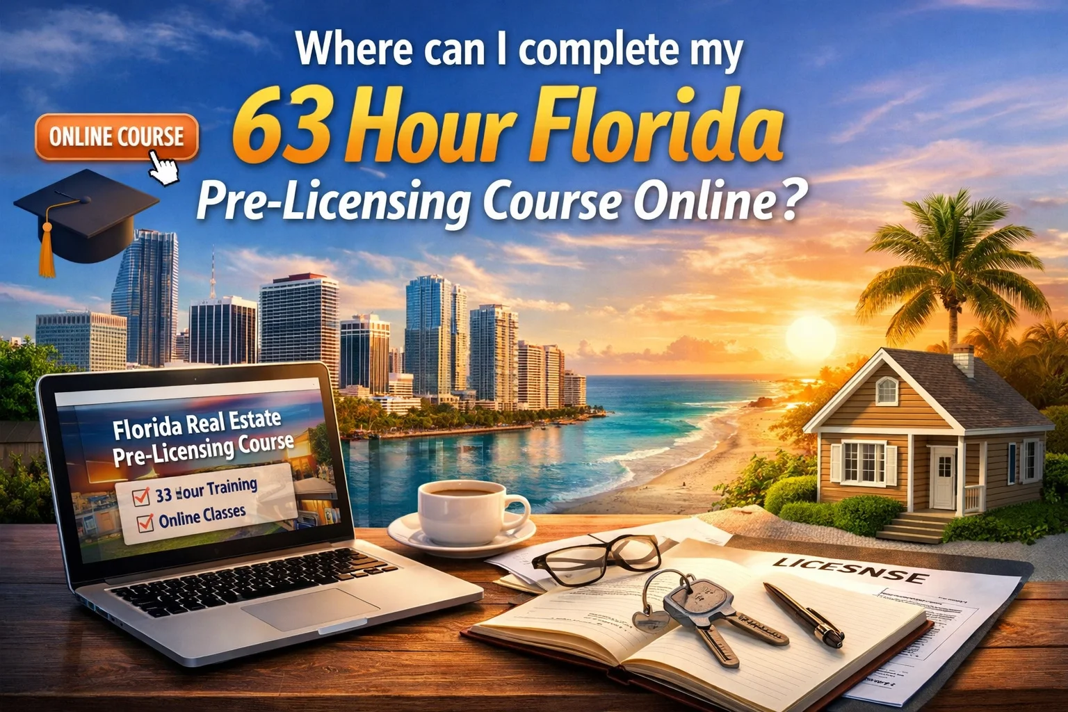 Where can I complete my 63 hour Florida pre-licensing course online?