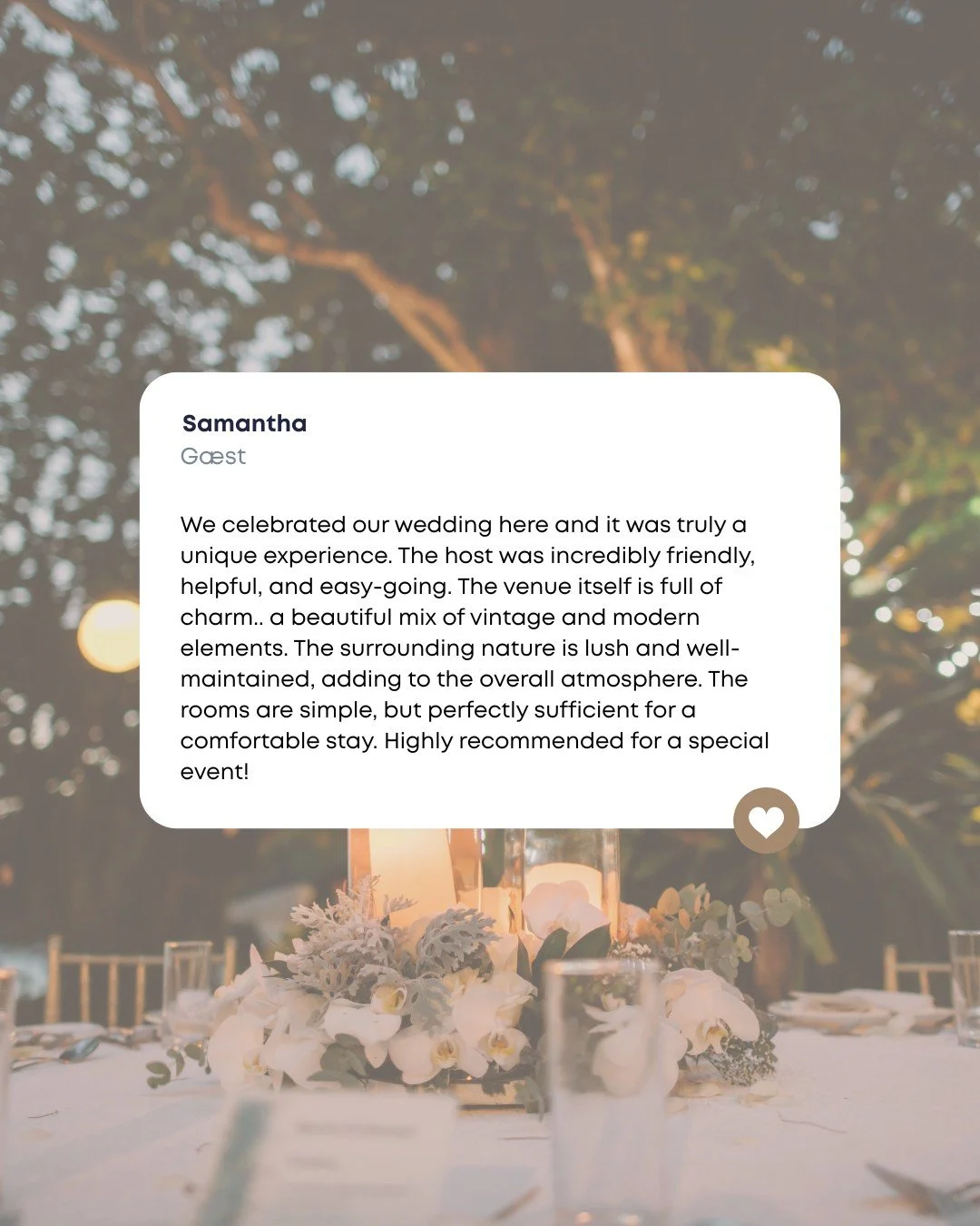 Et sted med sjæl, natur og nærvær.

Tak for de varme ord og for at vælge Agerup til en dag, I aldrig glemmer.

Vi er glade for at kunne dele stedet med jer, og skabe rammerne for noget helt særligt 💭

__

Drømmer