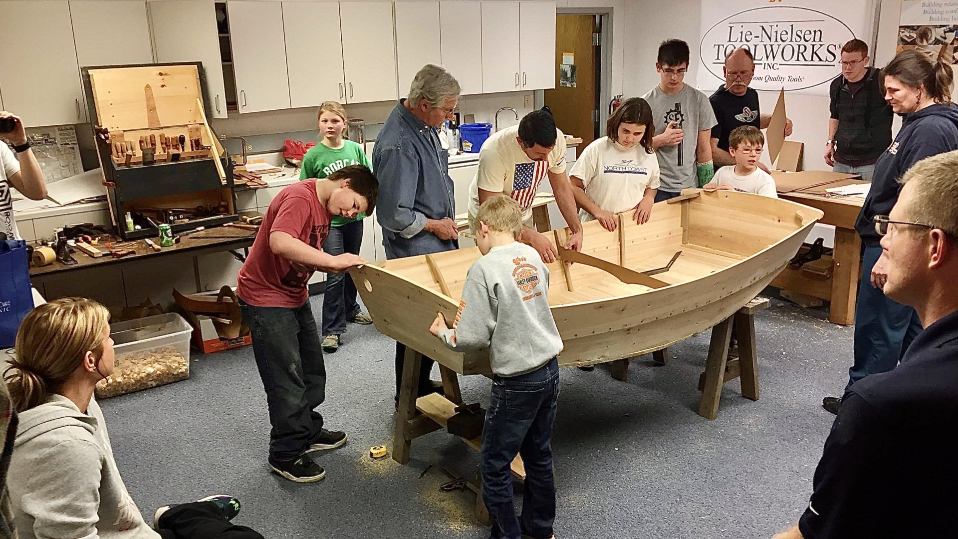 Wooden boat building for kids.