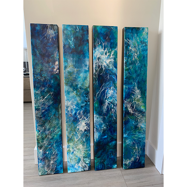 Calypso I, II, III & IV (4 panels, each 36"x6') - encaustic
