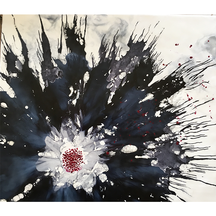 Éclos à Minuit (20"x20") - Encaustic