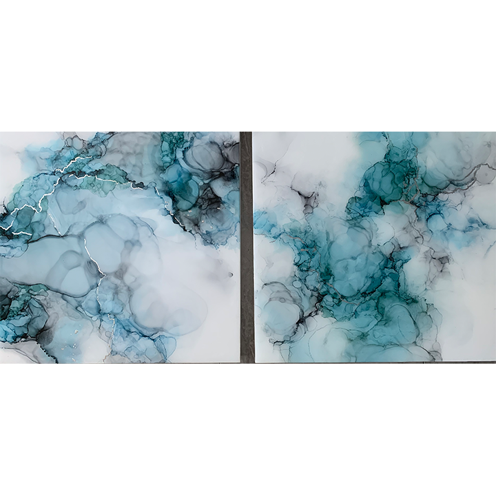 Blue Whispers III (2 panels, each 20"x20") - ink