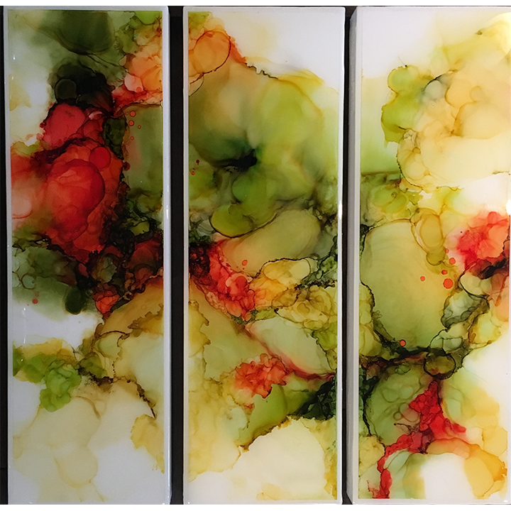 Coral (3 panels, each 26"x8") - ink
