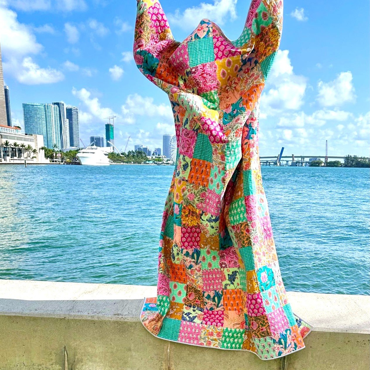 Windy quilt photo shoot day