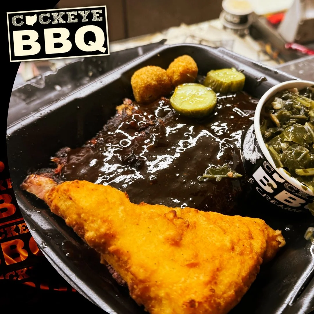 Half slab rib plate, done right.
Fried cheesy grits.
Collards that don&rsquo;t miss. 🍖 🔥

📲 Get some: https://order.toasttab.com/online/cockeye-bbq

#cockeyebbq #warreneats #localrestaurant #halfslab