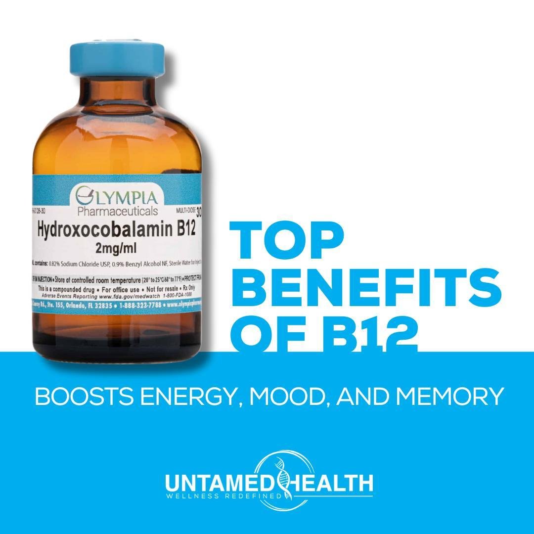 Did You Know B12 Boosts Energy, Mood, and Memory? 🌟

Vitamin B12 is a powerhouse nutrient that plays a vital role in your overall wellness! From enhancing your energy levels to supporting your mood and memory, ensuring you get enough B12 can make a 