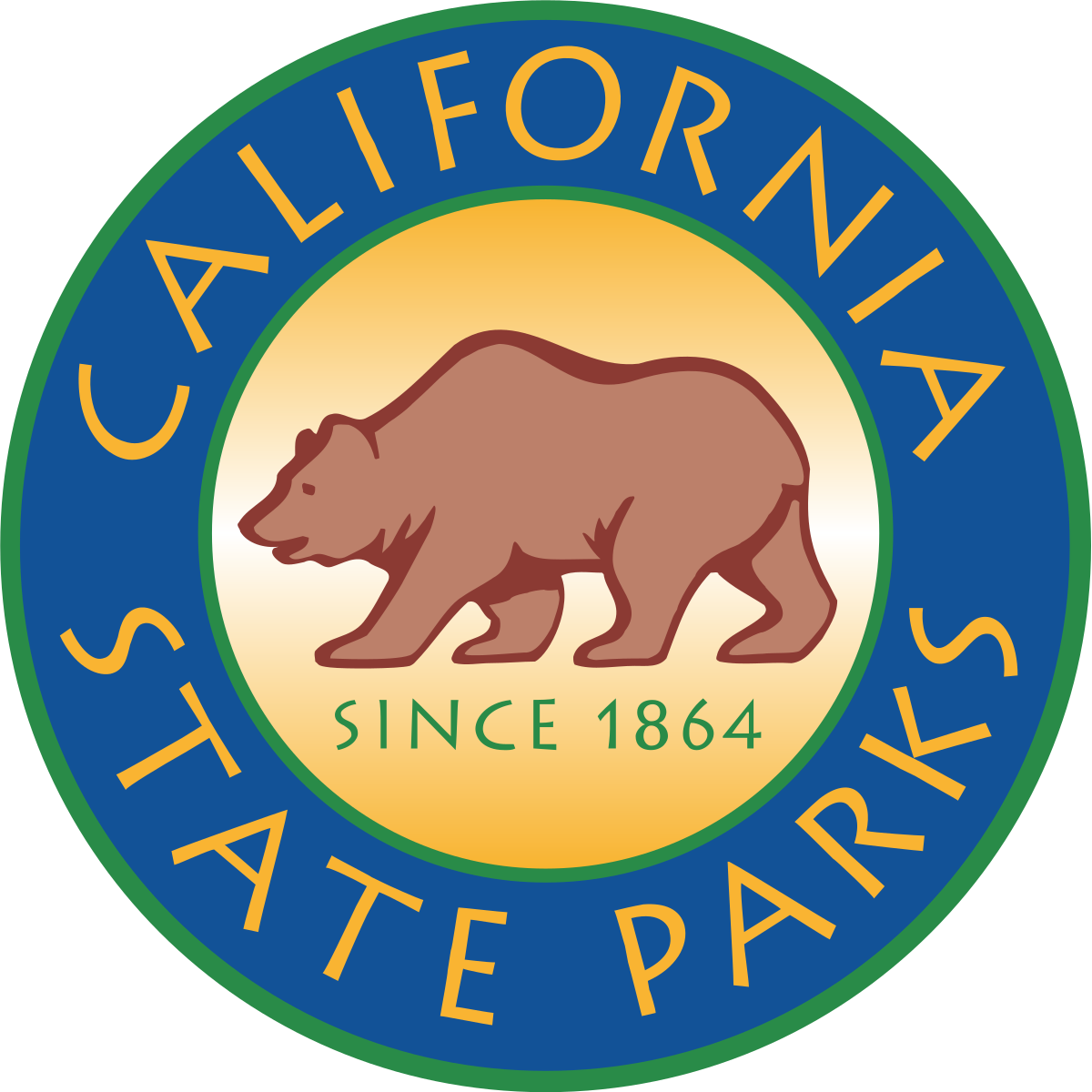 California State Parks logo with a brown bear in the center, plus "Since 1864"—trusted like asphalt paving Fresno experts.