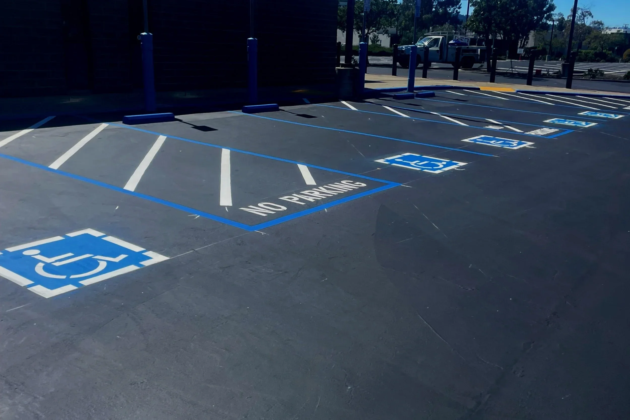 line striping after laying fresh sealcoat