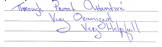 Thoughtful, prompt, attentive. Very organized. Very helpful! 