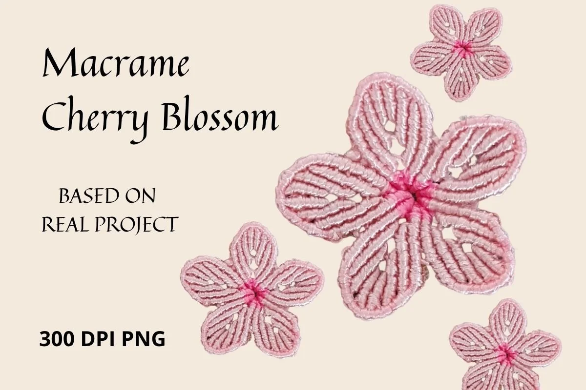 macrame cherry blossom clipart