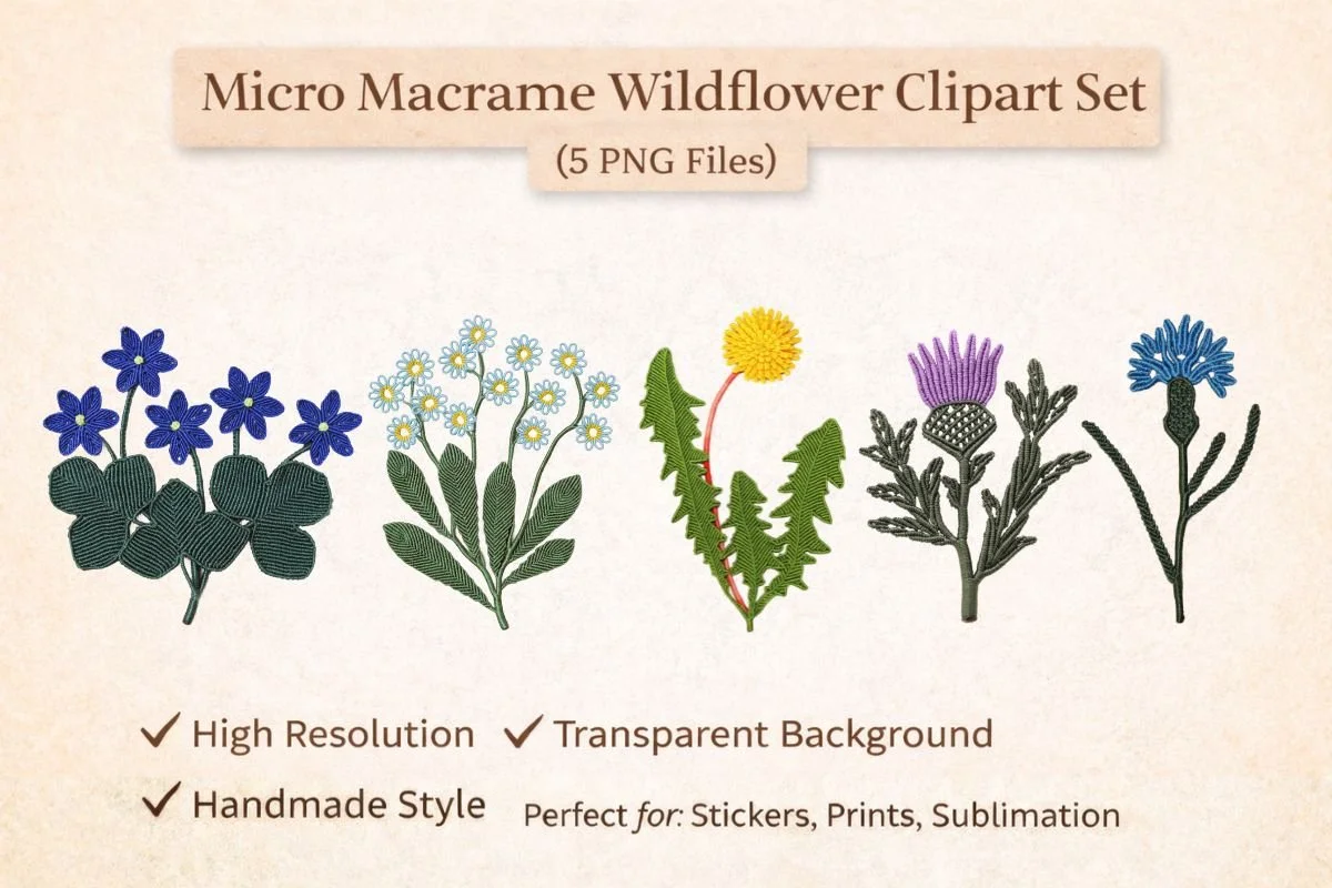 micro macrame floral cliparts
