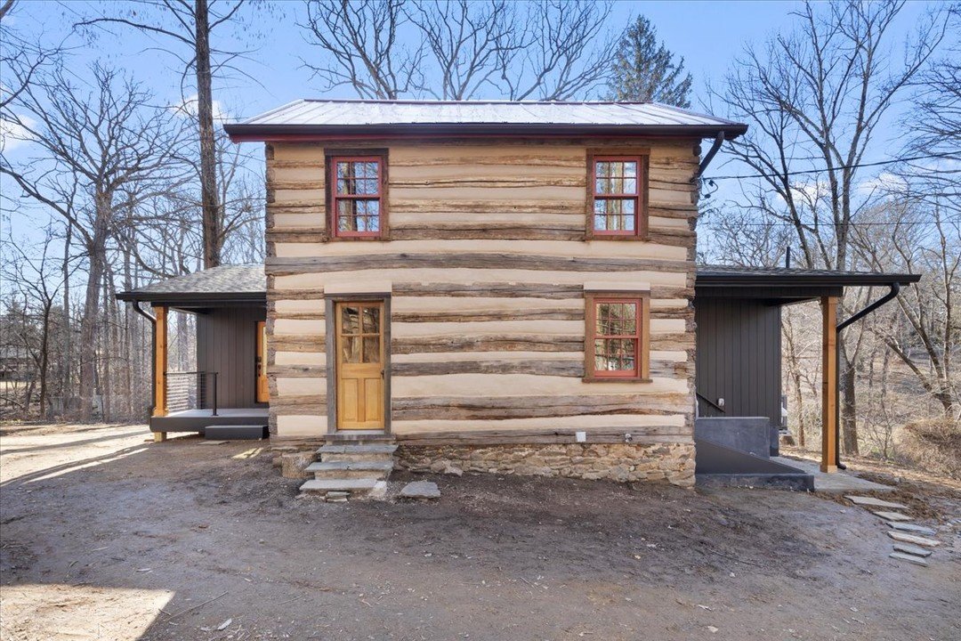 The 200+ year-old log cabin renovation is complete! The original structure had a 1970s addition that was in poor condition and needed to be replaced. We worked closely with our client to preserve the historic cabin while adding a modern extension wit