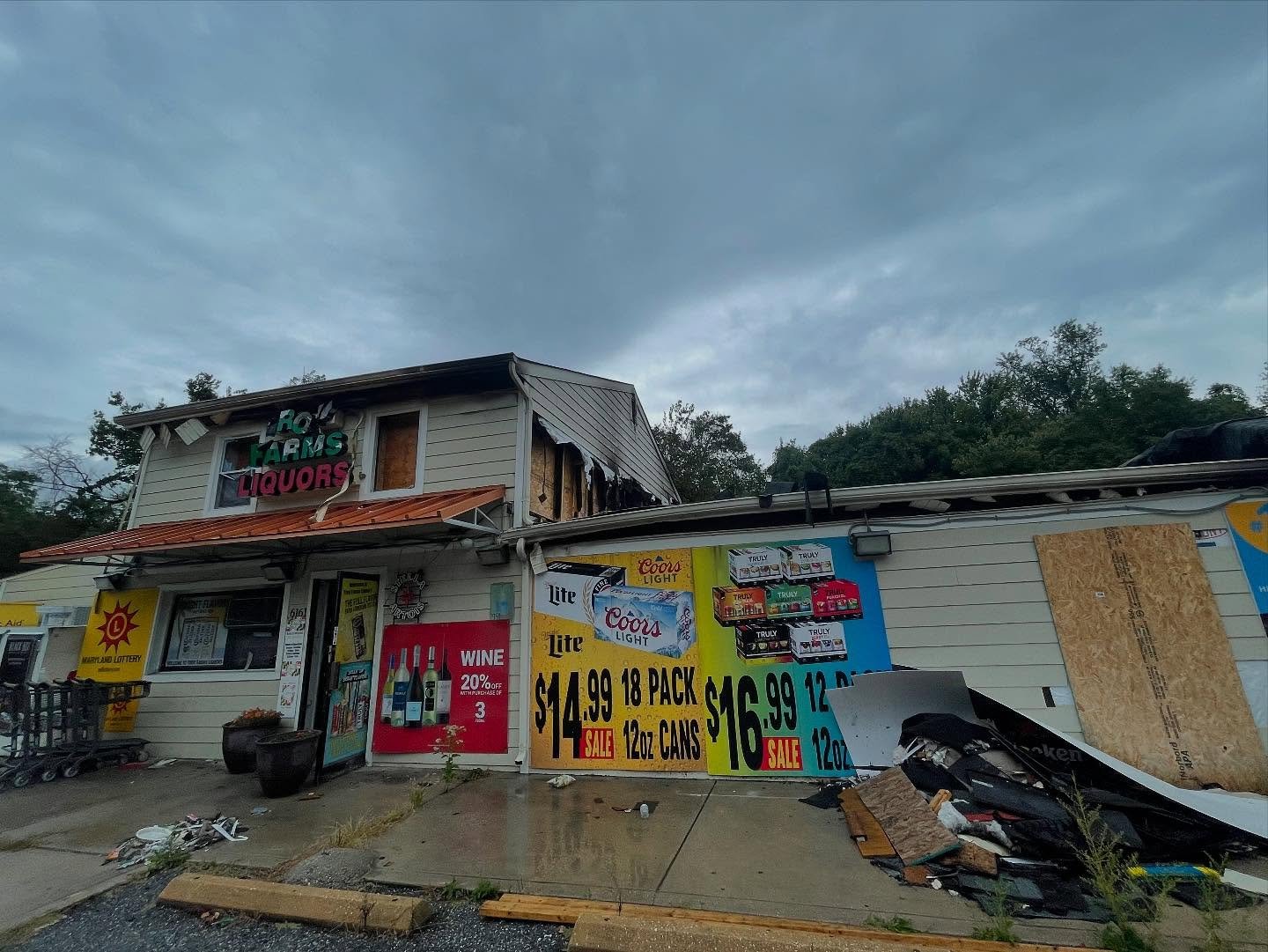 Before and after of a commercial fire loss reconstruction in Howard County. Our project team worked with CMS engineering and Bedrock Remodeling to rebuild this badly damaged store. The result is a much improved layout that is safer and more welcoming
