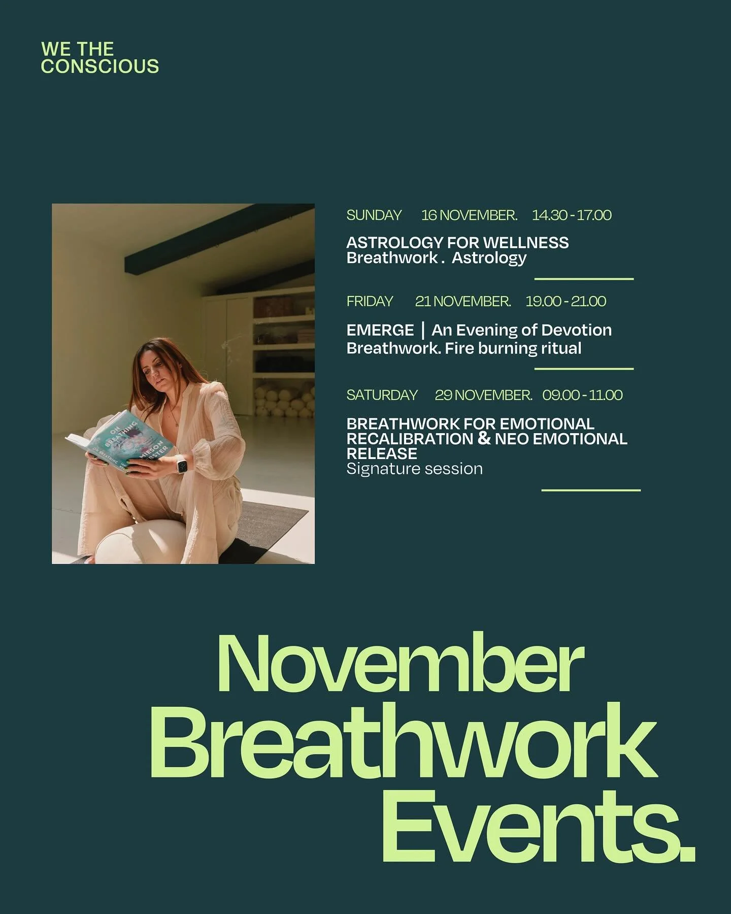 Where you&rsquo;ll find me this month for all things Breathwork. 

🌈 Sunday 16.11 | Astrology for Wellness 
@iamcosmicgirl and I are coming together for a breath and astrology afternoon with a delicious cosmic soundscape to go with it. Hands on usin